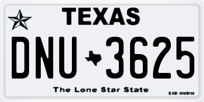TX license plate DNU3625