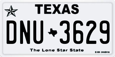 TX license plate DNU3629