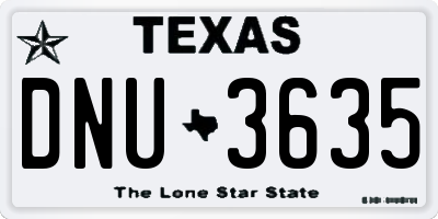 TX license plate DNU3635