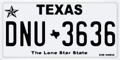 TX license plate DNU3636