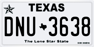 TX license plate DNU3638