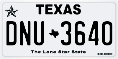 TX license plate DNU3640