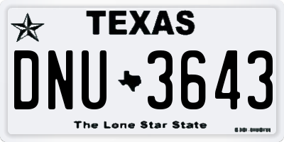 TX license plate DNU3643