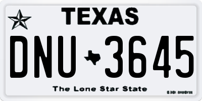 TX license plate DNU3645