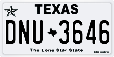 TX license plate DNU3646