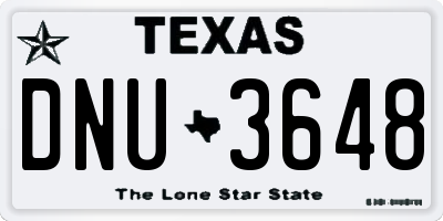 TX license plate DNU3648