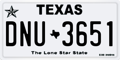 TX license plate DNU3651