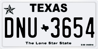 TX license plate DNU3654