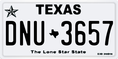 TX license plate DNU3657