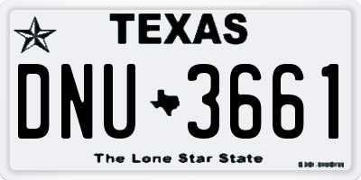 TX license plate DNU3661