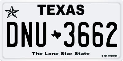 TX license plate DNU3662