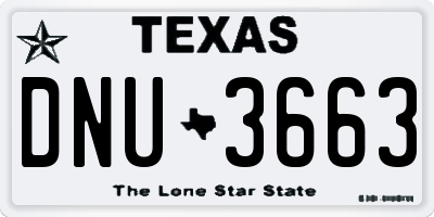 TX license plate DNU3663