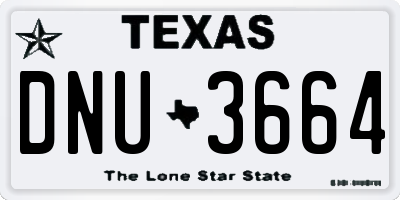 TX license plate DNU3664