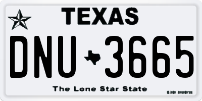 TX license plate DNU3665