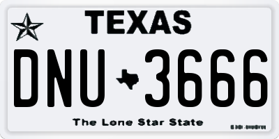 TX license plate DNU3666