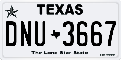 TX license plate DNU3667