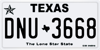TX license plate DNU3668