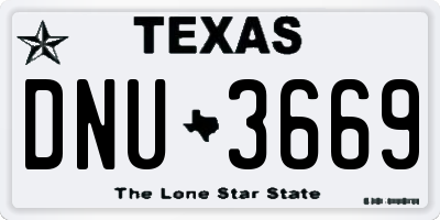 TX license plate DNU3669
