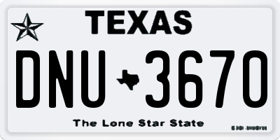 TX license plate DNU3670