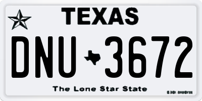 TX license plate DNU3672
