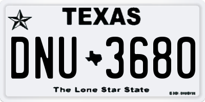 TX license plate DNU3680