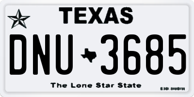 TX license plate DNU3685
