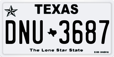 TX license plate DNU3687