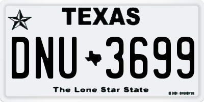 TX license plate DNU3699