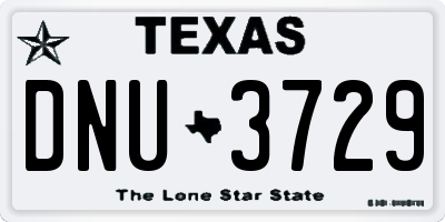 TX license plate DNU3729