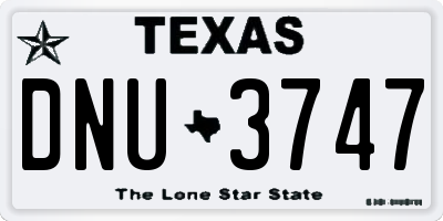 TX license plate DNU3747