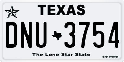 TX license plate DNU3754
