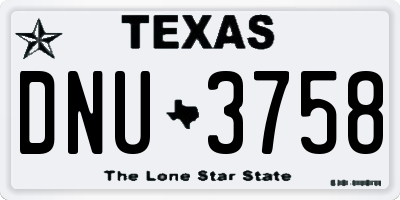 TX license plate DNU3758
