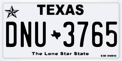 TX license plate DNU3765