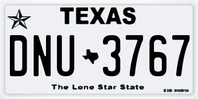 TX license plate DNU3767