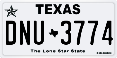 TX license plate DNU3774