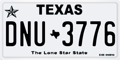 TX license plate DNU3776