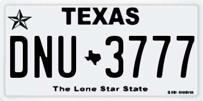 TX license plate DNU3777