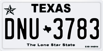 TX license plate DNU3783