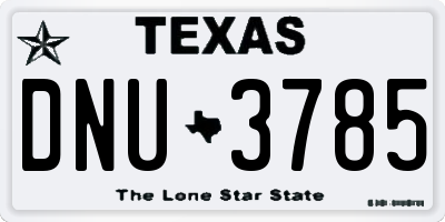 TX license plate DNU3785