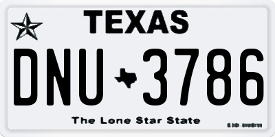 TX license plate DNU3786