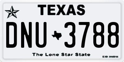 TX license plate DNU3788