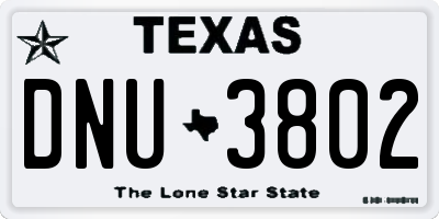 TX license plate DNU3802