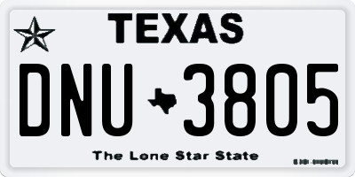 TX license plate DNU3805