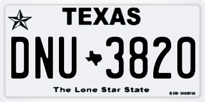 TX license plate DNU3820