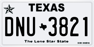 TX license plate DNU3821