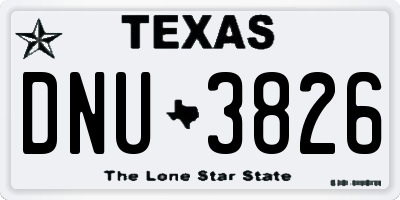 TX license plate DNU3826