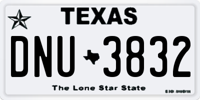 TX license plate DNU3832