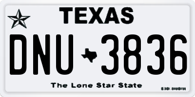 TX license plate DNU3836