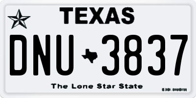 TX license plate DNU3837
