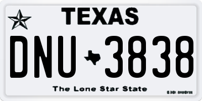 TX license plate DNU3838